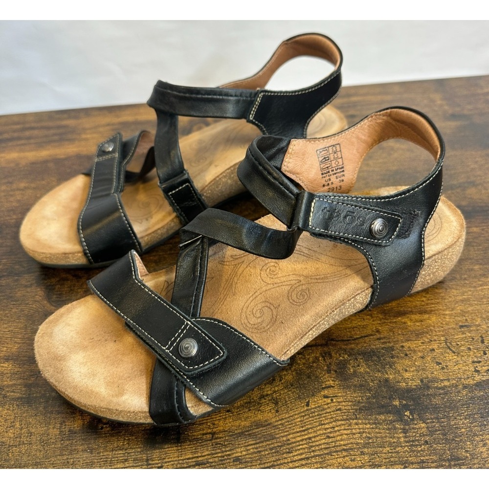 Taos Universe Black Leather Backstrap Sandals Adjustable Size 8-8.5 EUR 39 - Picture 10 of 12